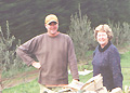 Ruby Bay Olives owner Wendy Whitehead with manager Mark Lowe on their Biogro certified grove.