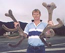 Kaiuma Station manager Paul Wiblin displays the record breaking rack of velvet