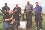 Pioneering stalwarts of the Marlborough wine industry (from L-R), Jim Greer, Allan Scott, Peter Masters, Dennis McKinley and Jerome Waldron. Dec 2001